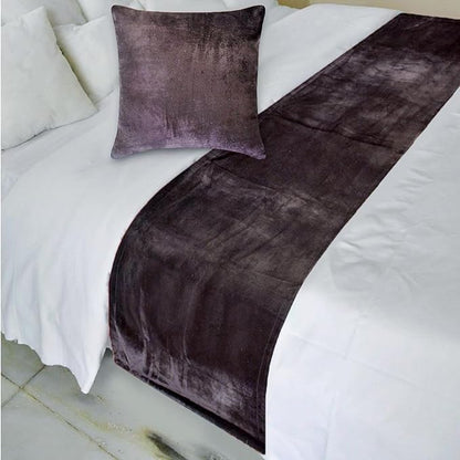 The HomeCentric Purple Bed Runner for King/Queen/Twin Velvet Decorative Bed Scarf 53"x18" Bed Runner Without Pillow Cover, Solid Bed Scarf Bedroom Décor Accent - Dark Plum Velvet Plush