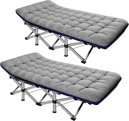 ABORON Camping Cot for Adult 28" Extra Wide, 2PK Heavy-Duty 1200D Oxford Cot for Sleeping, Portable Folding Camp Bed with Mat & Carry Bag