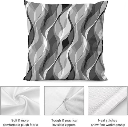 Grey Throw Pillow Covers Modern Abstract Black and Grey Striped Decorations for Bedroom Living Room Farmhouse Sofa Pillows Bed Couch 16x16 Inch
