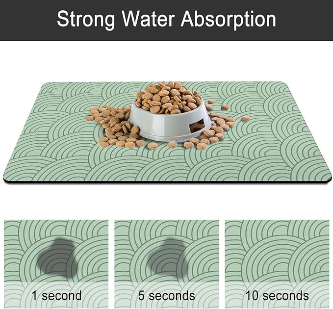 Dog Food Mat for Floors, Absorbent and Quick-Drying Pet Cat Food Mat,Anti-Fouling and Easy-to-Clean Pet Feeding Mat,Dog Bowl Mats for Messy Drinking Water Bowls.17 x32inch Boho Style