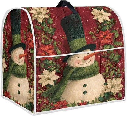 Christmas Mixer Cover Compatible for 4.5-5 Quart Kitchen Mixer Snowman Kitchen Appliance Dust Cover with Top Handle and Accessories Pocket Christmas Decoration