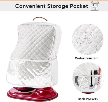 BAGSPRITE Stand Mixer Cover with Appliance Sliders Compatible with KitchenAid Mixer 4.5/5 Quart with Pockets for Kitchen Aid Accessories and Attachments