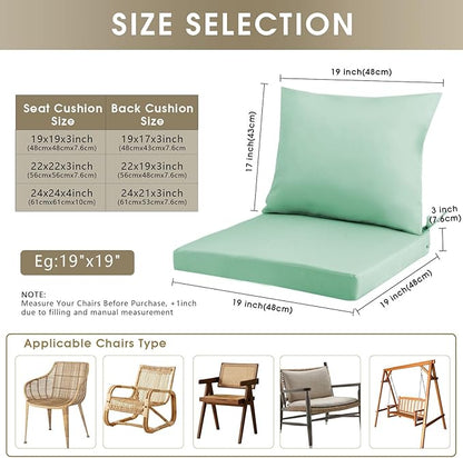 Outdoor Seat Cushion Set 22 x 22 In, Water-Resistant & Fade-Resistan, Patio Furniture Cushions with Removable Cover Deep Seat & Back Cushion with Handle and Adjustable Straps for Chair Sofa,1PC