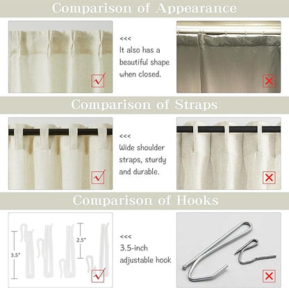 MASWOND Pinch Pleated Linen Sheer Curtains 84 Inch Length 2 Panels for Living Room Bedroom Semi Sheer Window Curtain Boho Neutral Back Tab Pinch Pleat Drape Easy Hanging Via Hooks Linen W38xL84