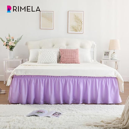 RIMELA Bed Skirting Queen Size Lilac Purple Bed Skirt 18 Inch Drop, Wrap Around Elastic Adjustable Bedskirt, Dust Ruffle for Bed Frame & Box Spring Soft Durable Fabric Machine Washable Easy to Install