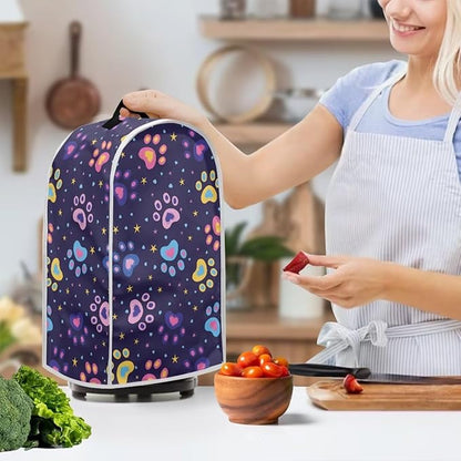 Colorful Paw Print Blender Dust Cover for Stand Mixer or Coffee Maker Appliance, Anti Fingerprint Polyester Dust Proof Stain Resistant Blender Covers for Home Kitchen