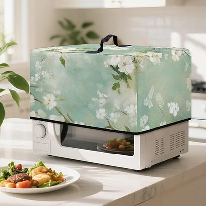Microwave Oven Cover, Flower Heat-Resistant Waterproof Toaster Oven Dust Cover Universal for Most Microwaves Ovens Greaseproof Anti-Scratch Microwave Dust Covers