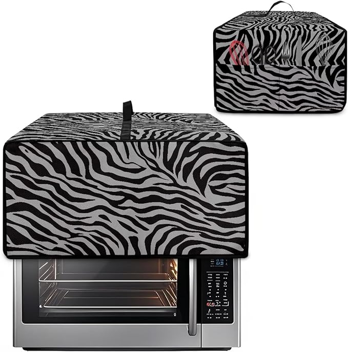Grey Zebra Print Microwave Oven Dust Cover Dust-Proof Waterproof Microwave Toaster Oven Cover Easy to Clean Kitchen Machine Covers Case Protections Protector, M