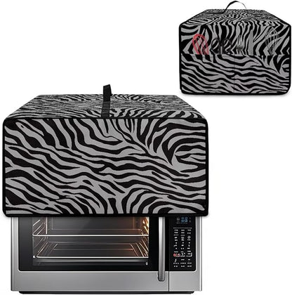 Grey Zebra Print Microwave Oven Dust Cover Dust-Proof Waterproof Microwave Toaster Oven Cover Easy to Clean Kitchen Machine Covers Case Protections Protector, M