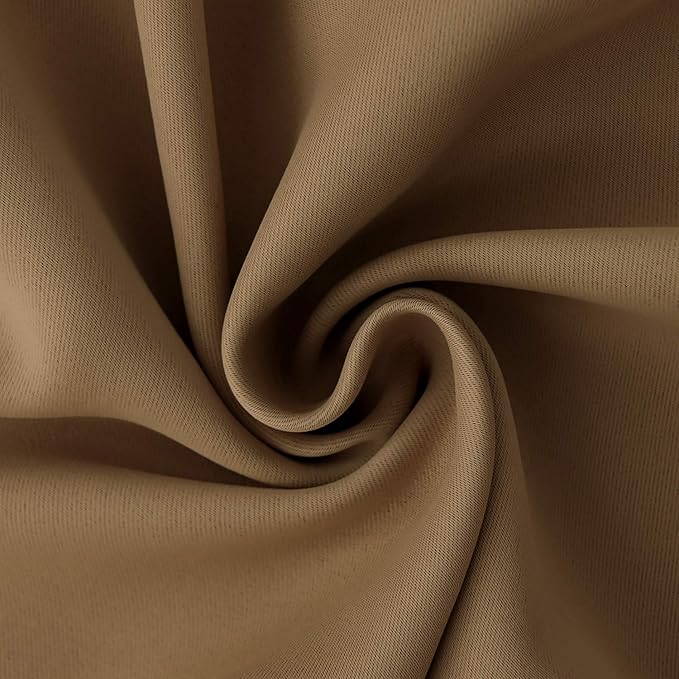 BGment Taupe Blackout Kitchen Curtains 36 Inches Length - Short Tan Thermal Insulated Drapes with Rod Pocket Room Darkening for Cafe Bathroom Windows, 42 x 36 Inch, 2 Panels