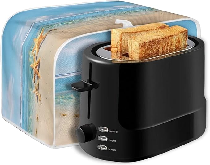 Beach Starfish Print Toaster Cover for Anti-Dust and Fingerprint, Kitchen Small Appliance, Microwave Toaster Oven Cover Decorative Accessories for Kitchen