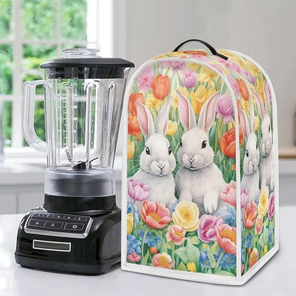 Easter Bunny Blender Cover Dust Cover Universal for Small Kitchen Appliance, Tulip Flower Food Processor Protector Cover Foldable Coffee Maker Cover Tabletop Decoration