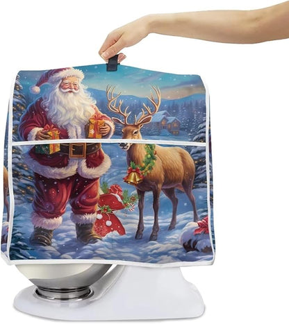 Christmas Stand Mixer Cover for Kitchen Aid 4.5-5 Qt Mixer, Santa Claus Elk Small Appliance Dust Covers Universal for Air Fryers, Coffee Makers, Christmas Kitchen Decor