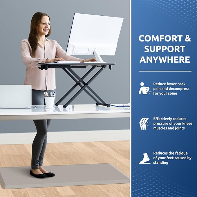 KitchenClouds Kitchen Mat Cushioned Anti Fatigue Kitchen Rug 17.3"x39" Waterproof Non Slip Kitchen Rugs and Mats Standing Desk Mat Comfort Floor Mats for Kitchen House Sink Office (Khaki)