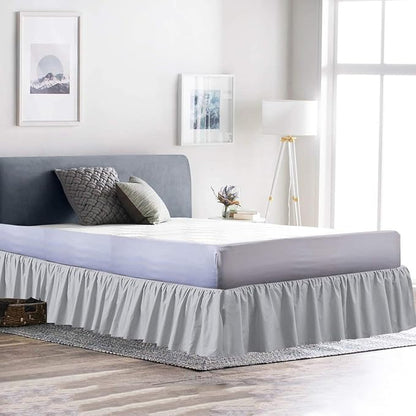 Ruffled Bed Skirt (Full, Light Grey Color) 12 Inch Drop Dust Ruffle with Platform, 100% Cotton 800 Thread Count Fabric - Dust Ruffle Bedskirt for Easy Fitting and Easy Care