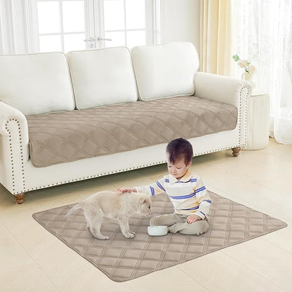 Smiry Waterproof Dog Bed Cover Blanket 52x82, Soft Reversible Pet Blanket, Washable Leakproof Cats Dogs Couch Cover for Sofa, Couch, Furniture, Lattice, Taupe/Beige