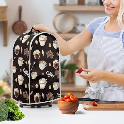 Coffee Chocolate Print Blender Dust Cover, Stand Mixer or Coffee Maker Appliance Cover, Anti Fingerprint Polyester Dust Proof Stain Resistant Blender Cover for Home Kitchen