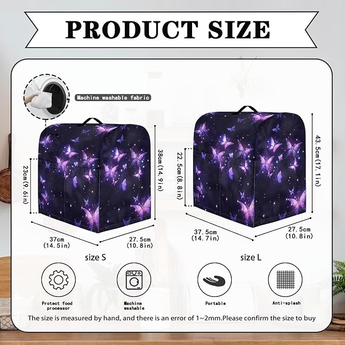 Purple Butterfly Mixer Covers Kitchen Stand Mixer Cover Kitchen Appliance Dust Cover Protection Washable Dustproof Cover for 6-8 Quart Mixer Cover