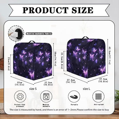 Purple Butterfly Mixer Covers Kitchen Stand Mixer Cover Kitchen Appliance Dust Cover Protection Washable Dustproof Cover for 6-8 Quart Mixer Cover