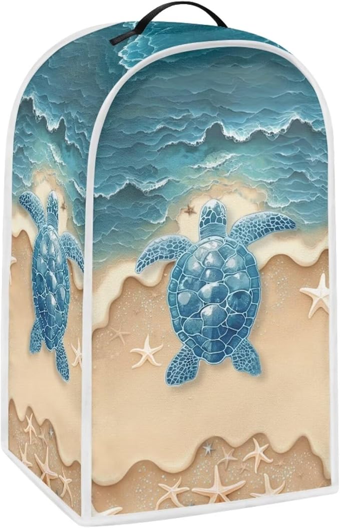 Talayituse Beach Turtle Starfish Print Blender Dust Cover, Fingerprint Protection Cover for Stand Mixer or Coffee Machine, Home Kitchen Appliance Covers for Stain Dust Resistant Supplies