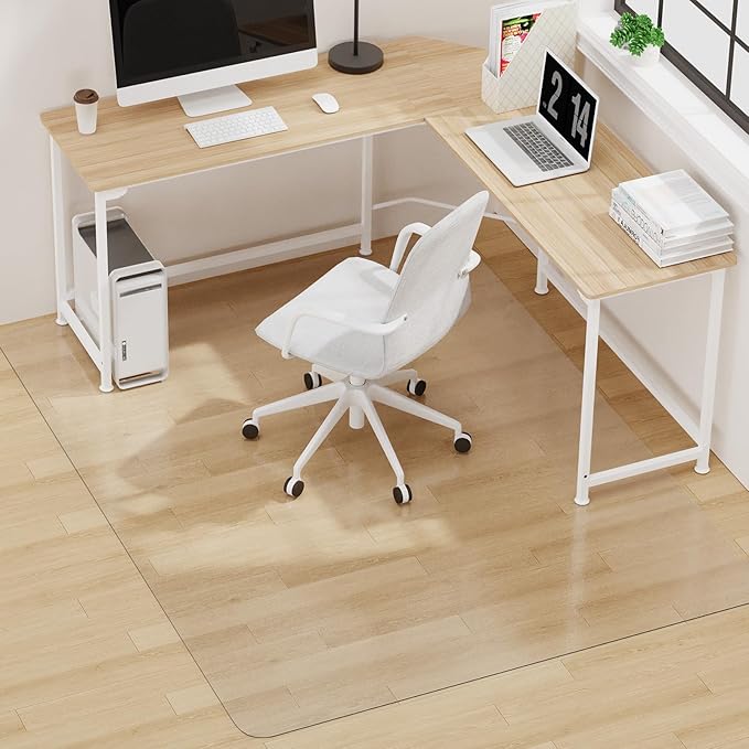Upgraded 2mm Thick Clear Office Chair Mat, 46"x72" No Slip Vinyl Desk Chair Mat for Hard Floors, Heavy-Duty Easy Clean PVC Computer Floor Mat, Waterproof Rolling Chair Floor Protector for Home Office