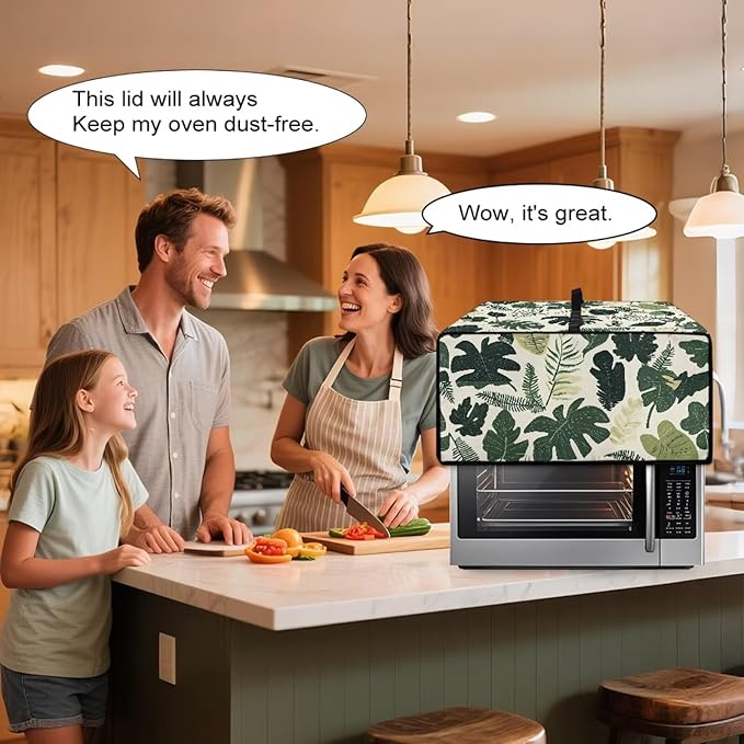 Monstera Palm Leaf Print Microwave Oven Dust Cover Foldable Microwave Toaster Oven Cover Easy to Clean Dust-Proof Kitchen Machine Covers Case Protections Protector, S