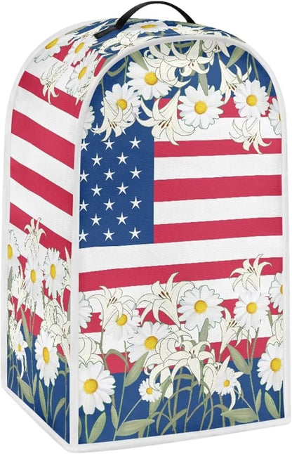 Blender Dust Cover Stand Mixer or Coffee Maker Appliance Cover 4th of July Anti Fingerprint Polyester Dust Proof Stain Resistant Blender Cover for Home Kitchen, American Flag Daisy
