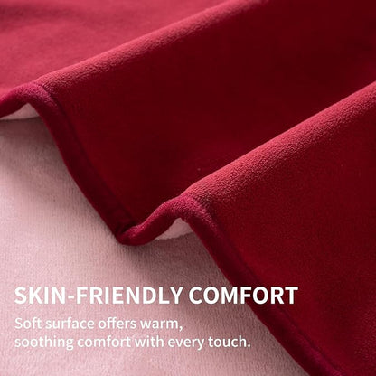 QiyI Waterproof Blanket for Bed Couch Sofa, Small Washable Reversible & Reusable Pet Dog Cat Throw Blanket, Leakproof Stain Resistant Sofa Cover, 40"x60", Burgundy/Pink
