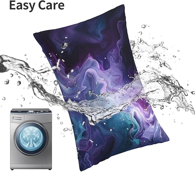 Purple Teal Turquoise Galaxy Nebulous 20x12 inches Throw Pillow Covers Cozy Square Pillowcases Home Decor for Bed Couch Sofa Office Living Room Cushion Covers