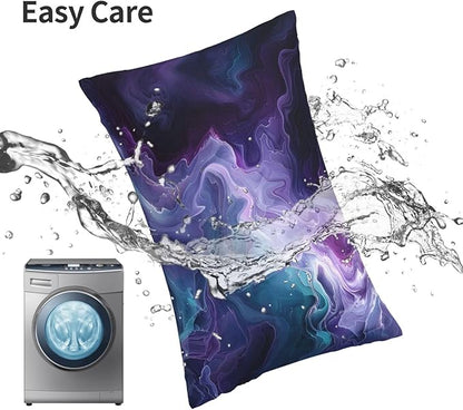 Purple Teal Turquoise Galaxy Nebulous 20x12 inches Throw Pillow Covers Cozy Square Pillowcases Home Decor for Bed Couch Sofa Office Living Room Cushion Covers