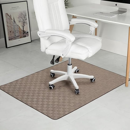 Chair Mat for Hardwood Floor, 50x63 Desk Computer Chair Mat for Hard Wood & Tile Floor, Large Anti-Slip Hard Floor Protector Rolling Chair for Office Home， Brown Square