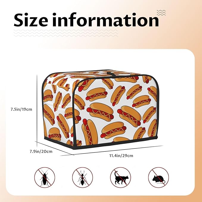 Fun Hot Dog Food 2 Slice Toaster Cover, Waterproof Toaster Dust Cover Bread Maker Protective For Small Kitchen Appliance Dining Room Home Table Decor Gifts