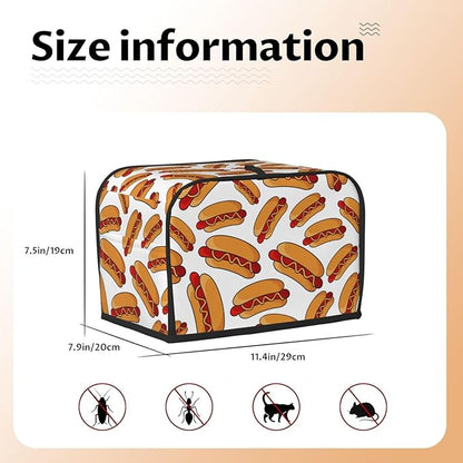 Fun Hot Dog Food 2 Slice Toaster Cover, Waterproof Toaster Dust Cover Bread Maker Protective For Small Kitchen Appliance Dining Room Home Table Decor Gifts