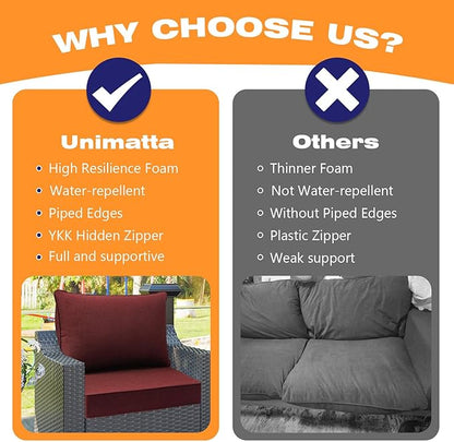 Sunbrella Outdoor Patio Chair Cushions Set, 24" x 24", Set of 2, Water-Repellent, Fade Resistant, Deep Seat Cushion for Backyard, Couch, Sofa and Patio Furniture, Spectrum Brick