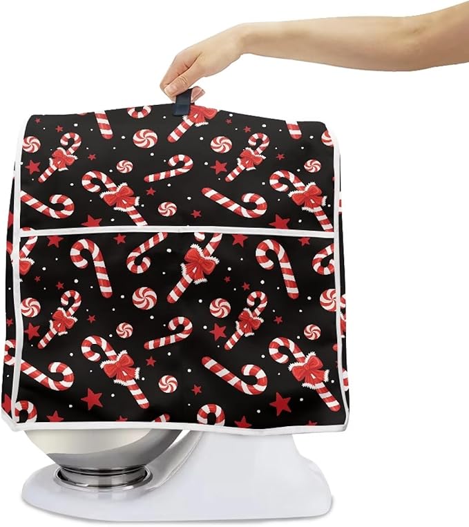 Christmas Mixer Cover Compatible for 4.5-5 Quart Kitchen Mixer Decorative Kitchen Appliance Dust Cover with Top Handle and Accessories Pocket Christmas Decoration