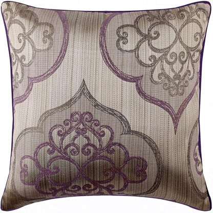 The HomeCentric King/Queen/Twin Purple Decorative CA King 86"x18" Bed Runner with Pillow Cover, Damask & Quilted Bed Scarf on Jacquard Fabric - Embre Purple
