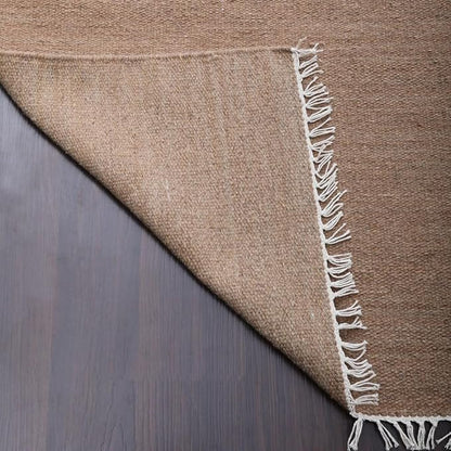Rugsotic Carpets Hand Woven Flat Weave Kilim Wool ECO-Friendly Area Rugs - 2'6"x8', Runner Shape, Light Brown Color, Solid Plain Design, Low Pile Handmade Rugs for Living Room, Bed Room (D00111)