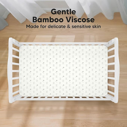 KeaBabies 2-Pack Baby Crib Sheets for Boys, Girls - 52x28 Viscose Derived from Bamboo Toddler Bed Sheets Neutral, Fitted Crib Mattress Cover for Standard Baby Bedding, Soft & Cozy (Bumble Bear)