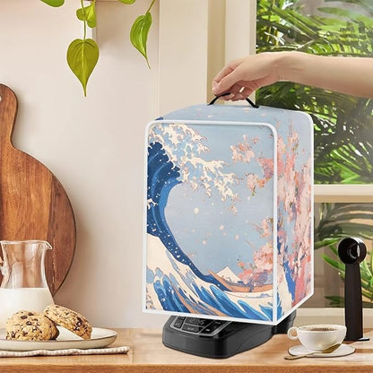 Coffee Maker Cover For Kitchen With Top Handle Waterproof Dust Appliance Cover Suitable For Most Coffee Machine Models The Great Wave off Kanagawa