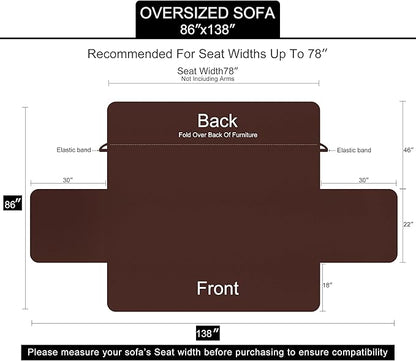 U-NICE HOME Large Sofa Cover Reversible Couch Cover for Dogs with Elastic Straps Water Resistant Furniture Protector for Pets Couch Cover for 4 Cushion Couch (Oversized Sofa, Brown/Beige)