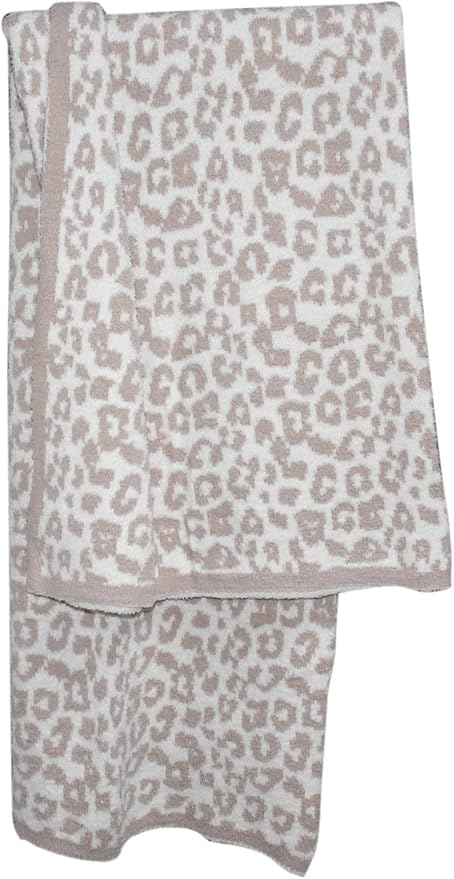 Soft Leopard Throw Blanket Cozy Lightweight Fluffy Reversible Cream Cheetah Blanket Throw for Sofa Couch Bed Camping Travel Decor, Beige