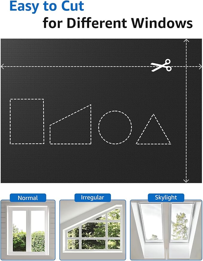 Sumobaby Blackout Curtains Portable 15"x36",NoDrill Black Out Window Cover with Heat-resistant Hook&Loop Tapes,100% Blackout Shades,Thermal Insulated Blinds for Window in Various Scenes(1 Panel,Black)
