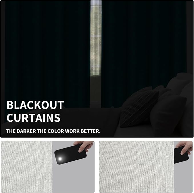 Easy-Going Linen Look Blackout Curtain 108 Inch Length Grommet Window Curtain Drapes for Bedroom, Living Room Thermal Insulated Room Darkening (Set of 2 Panels, Light Gray)