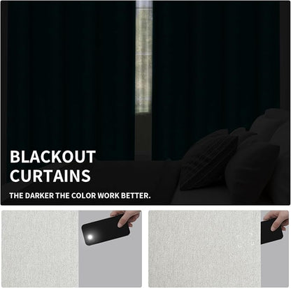 Easy-Going Linen Look Blackout Curtain 108 Inch Length Grommet Window Curtain Drapes for Bedroom, Living Room Thermal Insulated Room Darkening (Set of 2 Panels, Light Gray)