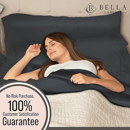 Bella Coterie Luxury Bamboo Viscose Cal King Size Sheet Set | 100% Organically Grown | Ultra Soft | Cooling for Hot Sleepers | 18" Deep Pocket [Charcoal Grey]