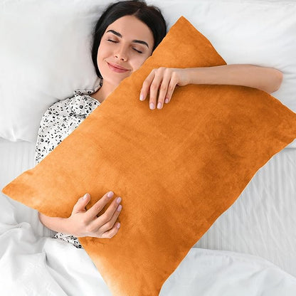 BEDELITE Flannel King Size Pillow Cases Set of 2, Super Soft Fleece Pillowcases with Zipper for Bedroom, Sofa, Couch,Luxury Cozy Fuzzy Velvet Pillow Shams for All Seasons(20x36 Inches,Burnt Orange)