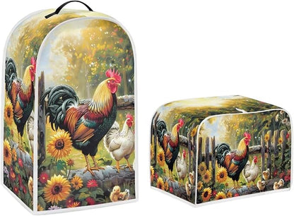 Rooster Blender Cover Toaster Cover 2 Slice Washable Dust Protection Sunflower Kitchen Small Appliance Dust Covers Kitchen Accessories