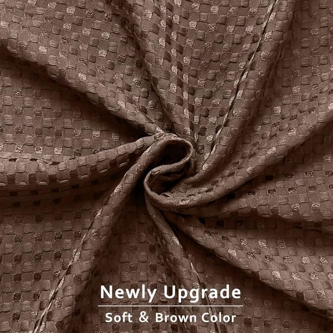 MIYE Pleated Waffle Weave Bed Skirt, Tailored Dust Ruffle 18 Inch Drop Easy Fit, Machine Washable (Brown, Queen - 18" Drop)