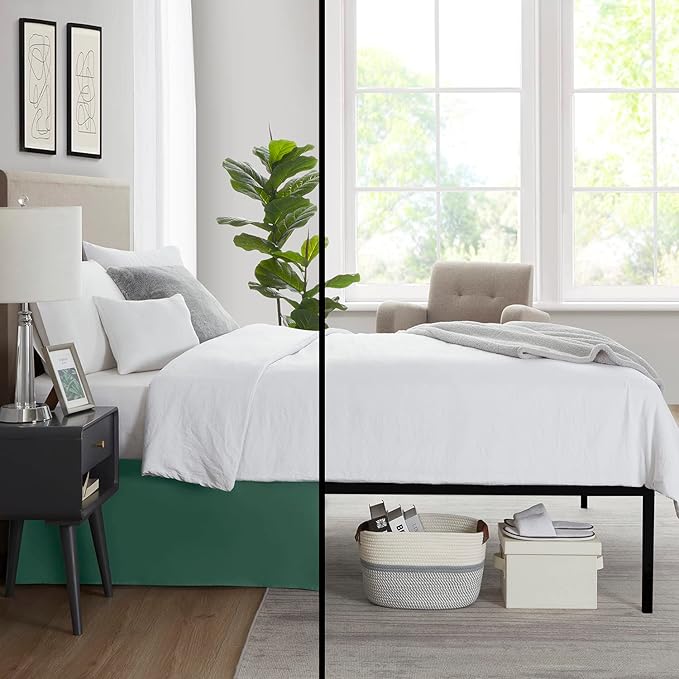 Nestl Hunter Green Bed Skirt King Size - King Bed Skirt 14 Inch Drop - Brushed Microfiber Bed Skirts - Hotel Quality Pleated Bed Skirt - Shrinkage & Fade Resistant