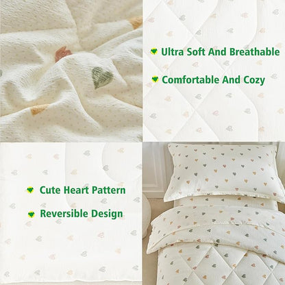 DuShow White Star Toddler Bedding Set,4 Pieces Reversible Toddler Comforter Set,Ultra Soft Crib Bed Set for Girls and Boys,Including Comforter,Sheets and Pillowcase